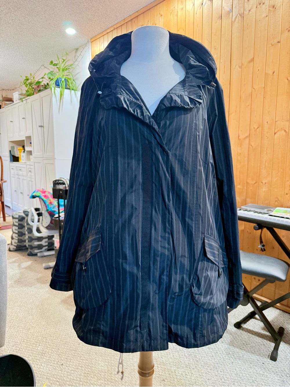 Women’s Hooded Pinstripe Trench Coat - OLSEN EUROPE